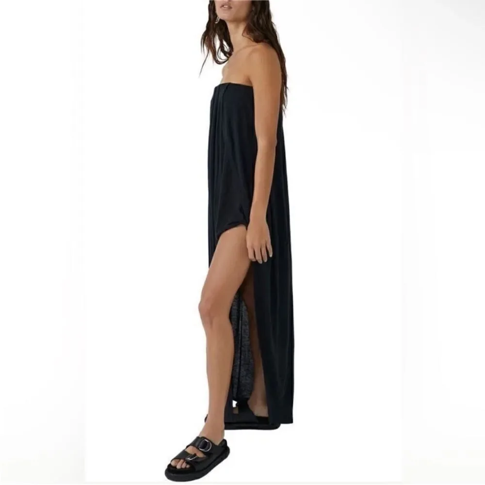 Free People NWT Summer Fling Solid Jumpsuit romper In Washed Black Size XS